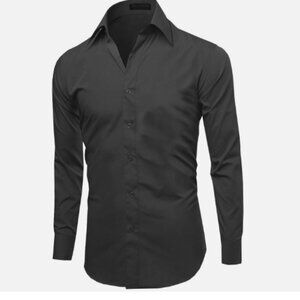 Ermenegildo Zegna Dress Shirt Mens XXL Black Regular Fit 1 POCKET